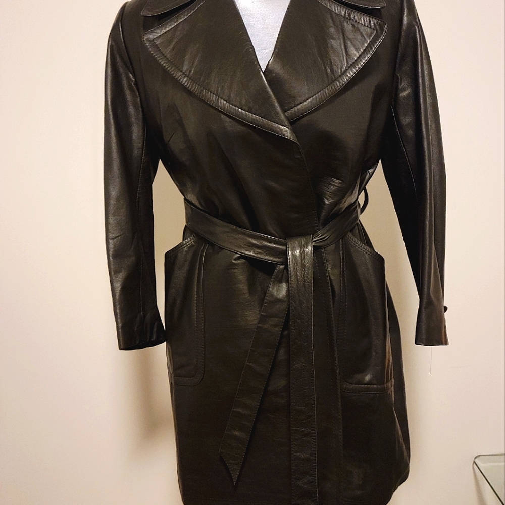 Mid Length Black Leather Jacket